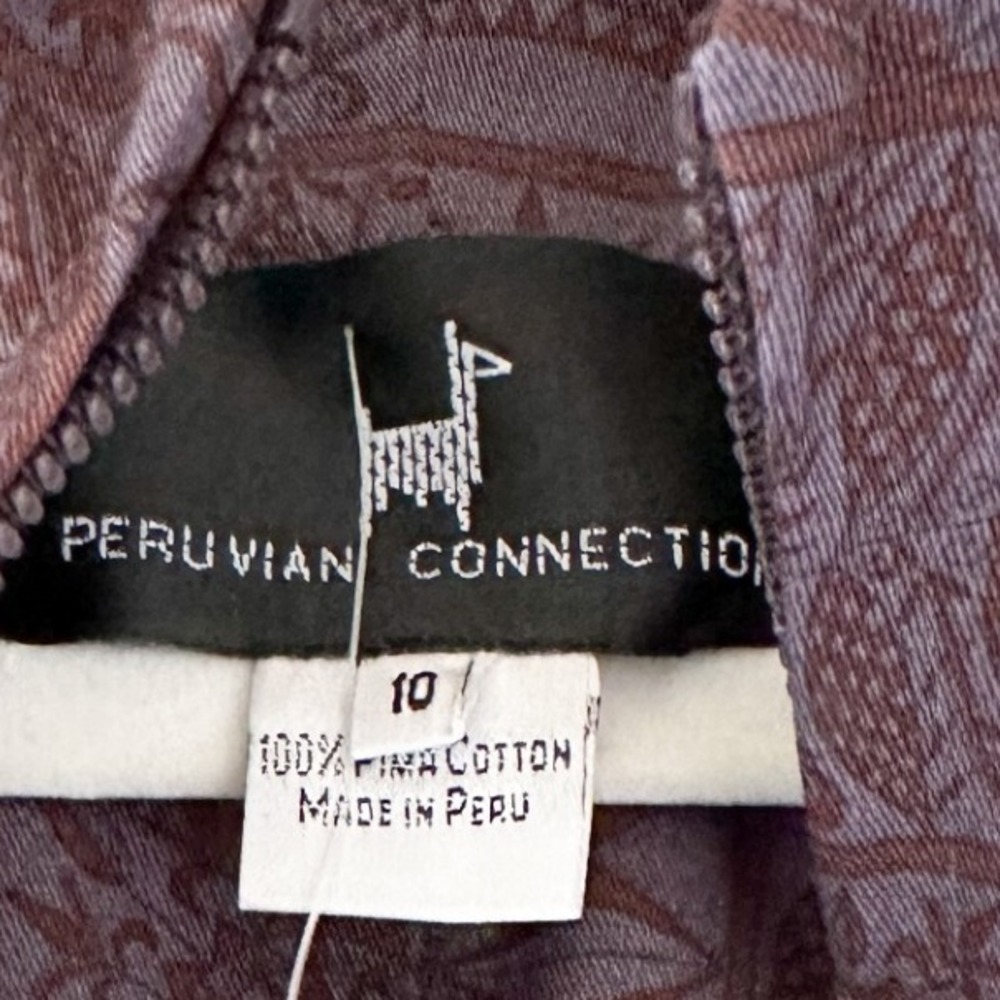Peruvian Connection Tapa Cloth Zip Front Jacket Size 10 - Picture 2 of 3